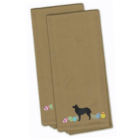 Carolines Treasures Croatian Sheepdog Easter Tan Embroidered Kitchen Towel CK1630TNTWE